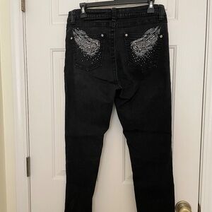 Rebel & Skul Skinny Black Jeans embellished pockets size 10